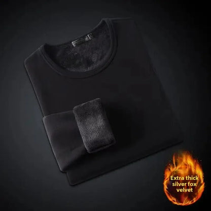Winter Fleece-Lined Long Sleeve T-Shirt Solid Color Men Women's Same Style Fashion Round Neck Quick Sell Customer Product
