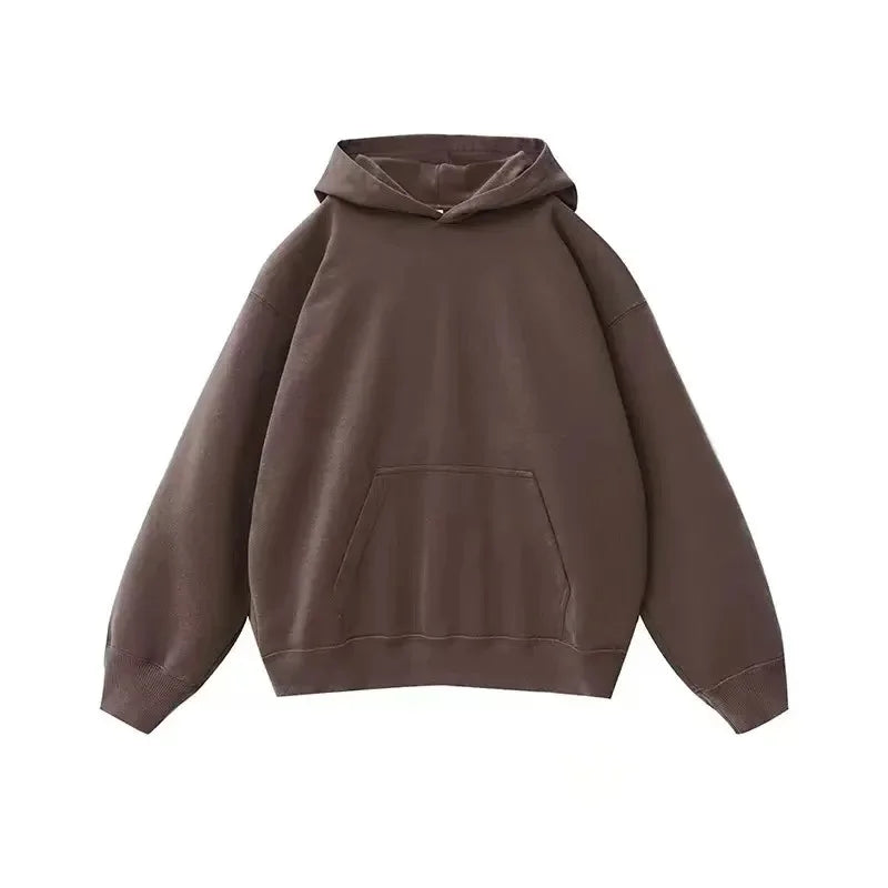 Washed Fleece Hoodie Sweatshirt Unisex Loose Casual Style Vintage Hip Hop Trend Autumn Winter Streetwear for Couples