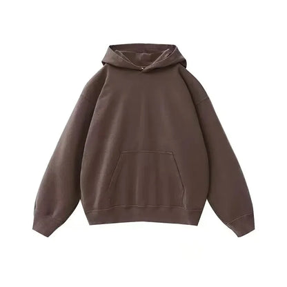 Washed Fleece Hoodie Sweatshirt Unisex Loose Casual Style Vintage Hip Hop Trend Autumn Winter Streetwear for Couples