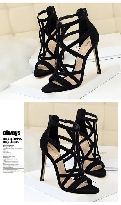 BIGTREE Shoes Roman Style High Heels Woman Pumps Stiletto Heels 11 Cm Women Heels Sexy Party Shoes Hollow Out Women Sandals 2026