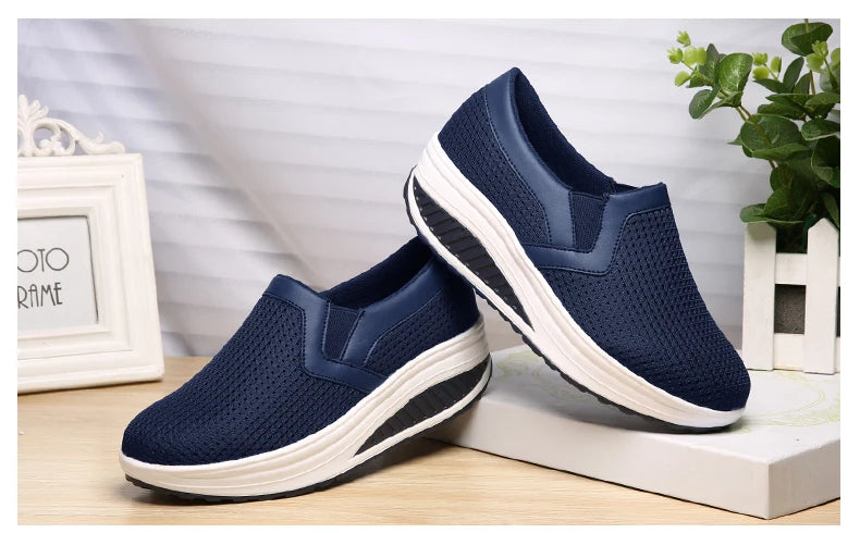 Womens Shoes 2026 Summer Swing Casual Air Mesh Breathable Wedges Sport Femme Platform Shoes Zapatos Sneakers Women