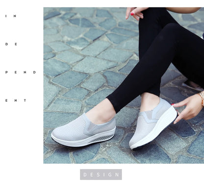 Womens Shoes 2026 Summer Swing Casual Air Mesh Breathable Wedges Sport Femme Platform Shoes Zapatos Sneakers Women