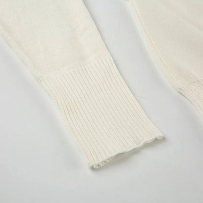 One Shoulder Beige Knitted Sweater Women's Pull Waist One-Shoulder Sweatshirt Jumper Pulls Spring Clothes 2026 Pullover Y2K New