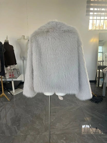 Women's Faux Fur Jacket Loose Long-Sleeved Coat Toca Fox Design Autumn/Winter 2025 Collection