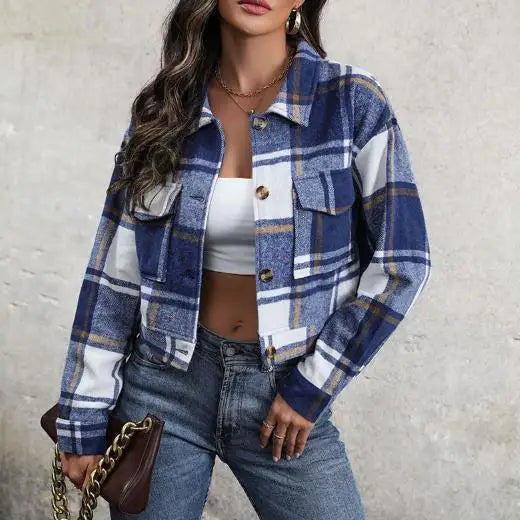 Women's Coat 2025 Autumn & Winter Female Daily Clothing Plaid New Fashion Casual Cardigan Retro Lapel Jacket Jacket for Women