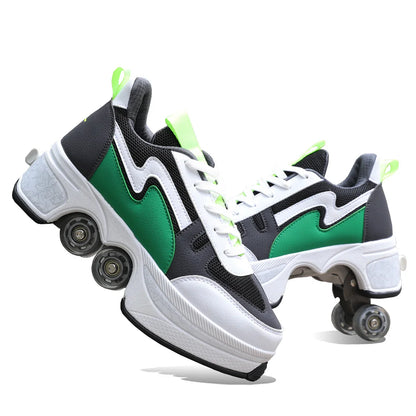 Size 33 34 35 - 44 Deformation Roller Skates Shoes Double Row 4-Wheel Skates Roller Shoes Dual-Purpose Roller Sneakers Shoes