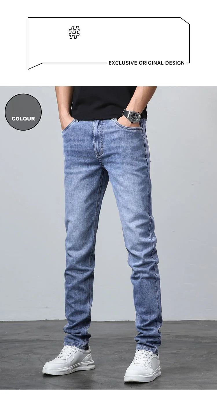 2024 New in Tall Men Jeans Strtch Denim Pants Trouser Male Extra Long Length Slim Thin Y2k Young People 110 115cm 190cm 195cm