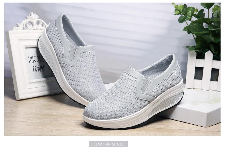 Womens Shoes 2026 Summer Swing Casual Air Mesh Breathable Wedges Sport Femme Platform Shoes Zapatos Sneakers Women