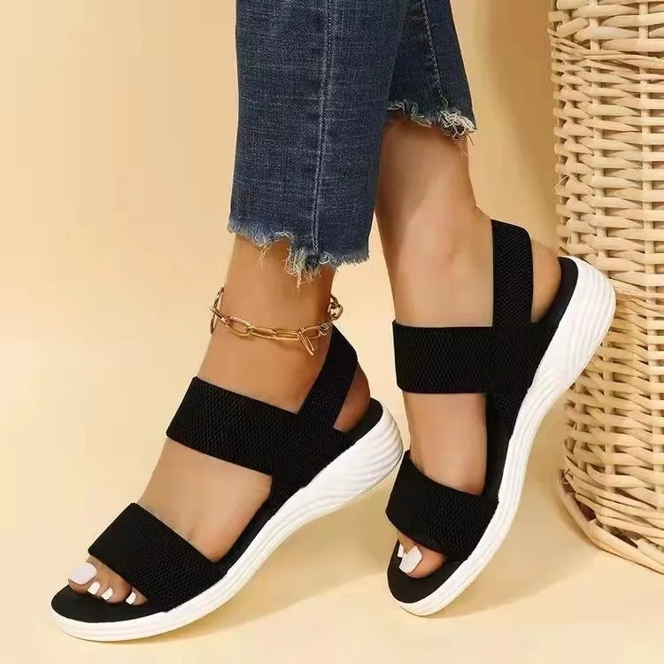 Women's Wedge Heel Platform Cozy Sandals Ladies Outdoor Beach Sandals Elastic Band Designer Shoes Sandals Women Summer