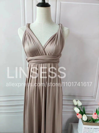 Multiway Bridesmaid Dress Infinity Outfit Floor Length Maxi Wrap Convertible Dresses Wedding Dress Multi-way Rust Dress