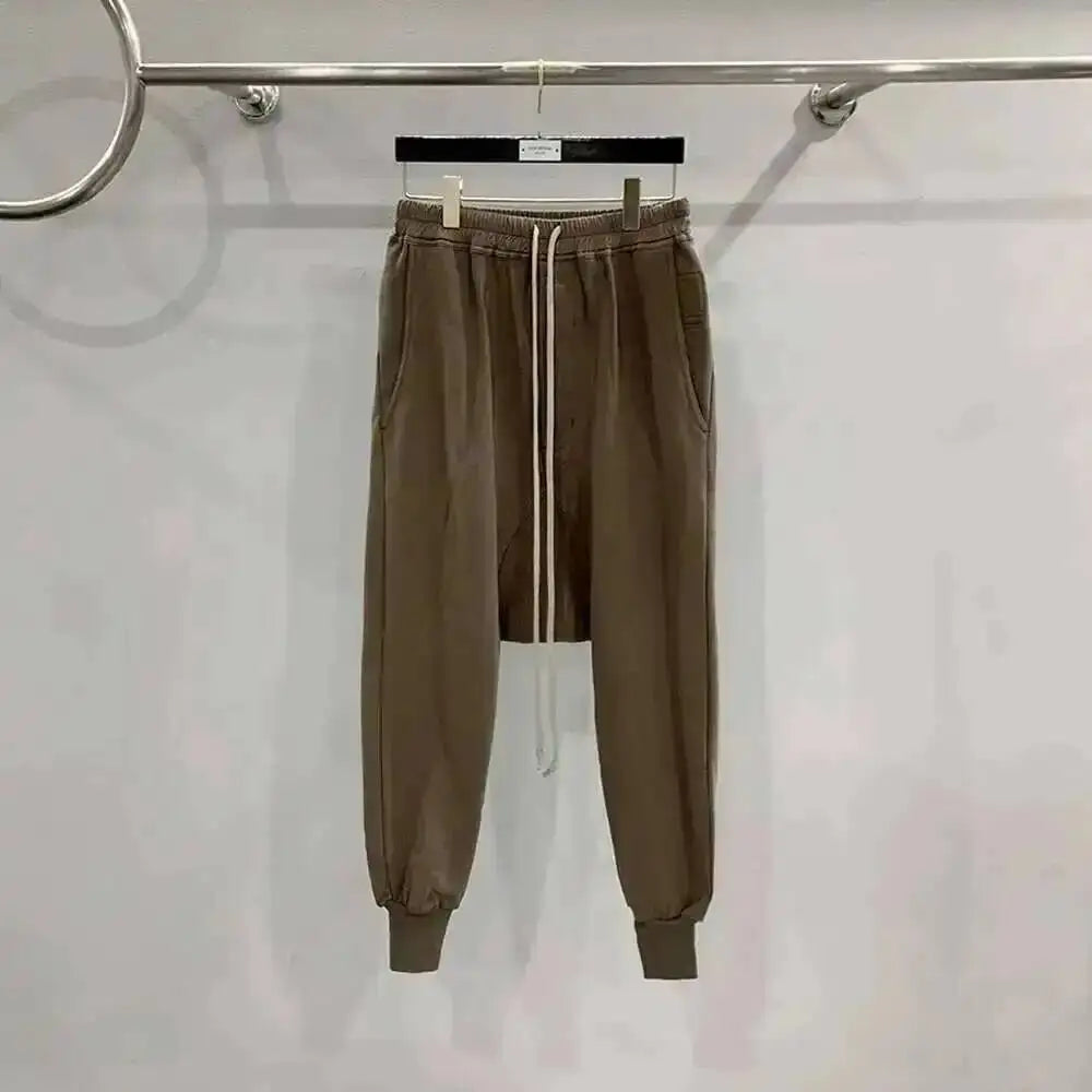 HKSH Men's Tide Classic Thicken Pure Cotton Fleece Harem Pants Suspension Sports Casual Trousers Dark Chic Grey RO Style HK1394