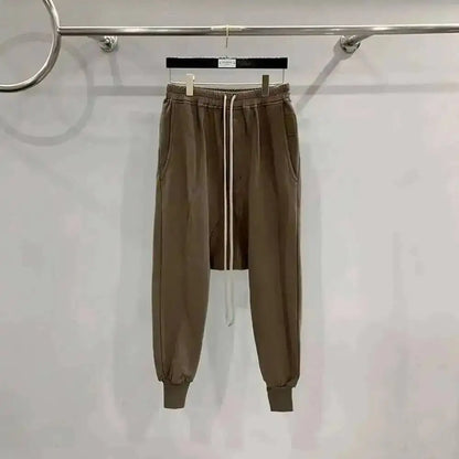 HKSH Men's Tide Classic Thicken Pure Cotton Fleece Harem Pants Suspension Sports Casual Trousers Dark Chic Grey RO Style HK1394