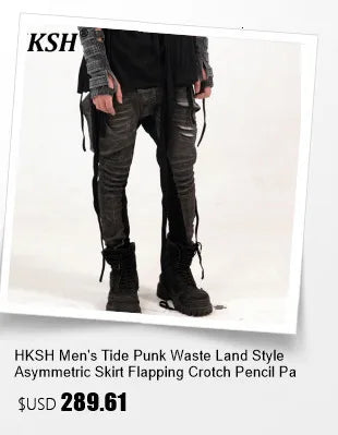 HKSH Men's Tide Classic Thicken Pure Cotton Fleece Harem Pants Suspension Sports Casual Trousers Dark Chic Grey RO Style HK1394
