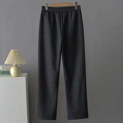 High Waist Straight Leg Pants plus Size Loose Fit Autumn Winter Korean Style Slimming Casual Trousers for Middle-Aged And Eld...
