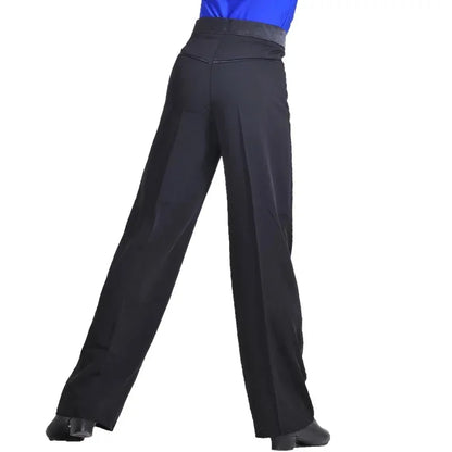 N72 Black Latin Modern Ballroom Tango Salsa Samba Trousers Practice Competition Latin Dance Pants For Men Kids Boys EJ