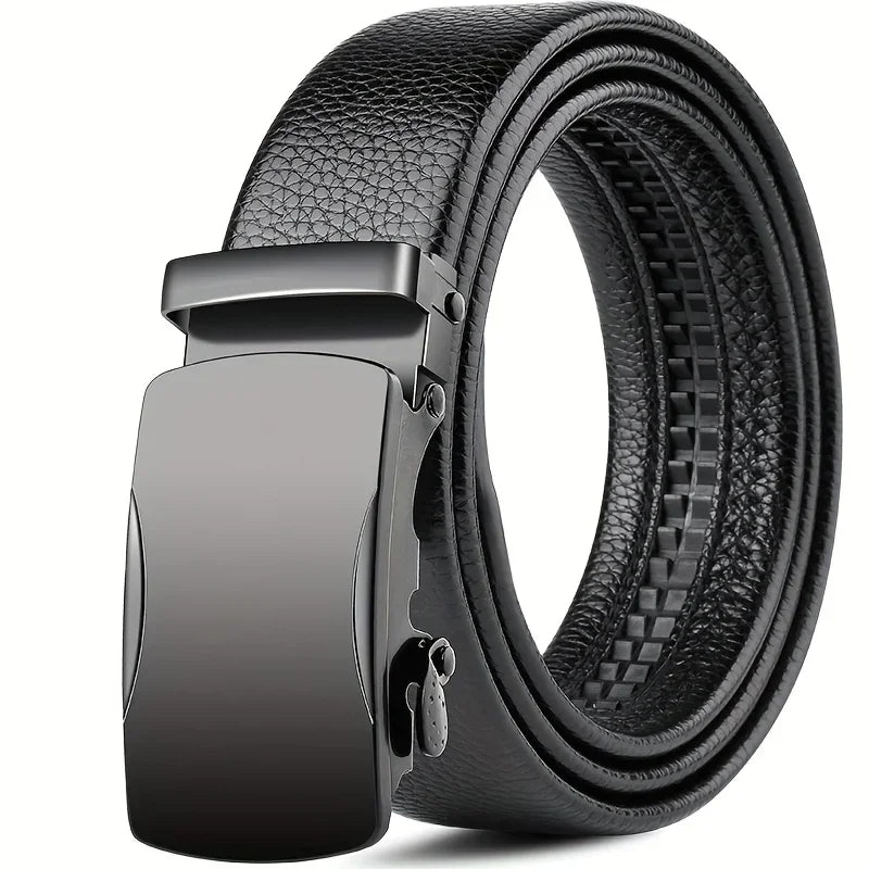 High-quality Men's Automatic Buckle PU Belt New Simple Men's Business Casual Belt Fashionable Men's Birthday Gifts