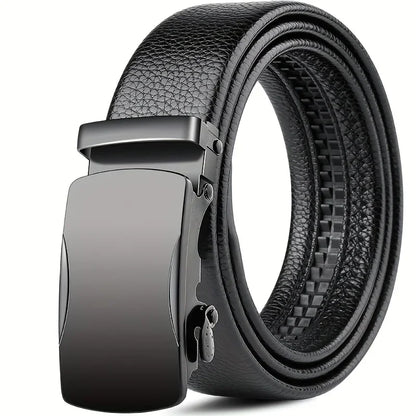 High-quality Men's Automatic Buckle PU Belt New Simple Men's Business Casual Belt Fashionable Men's Birthday Gifts
