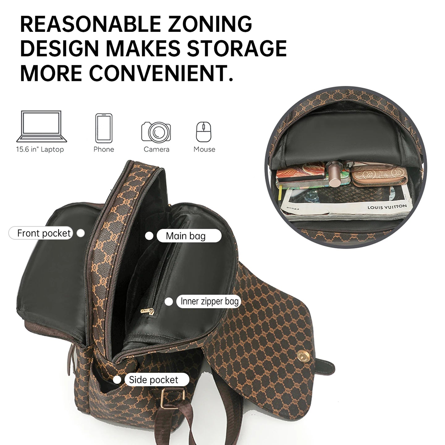 Patterned Backpack for Women 2026 New Travel Backpack Large Capacity Retro Casual Mom's Daily Commute to Work