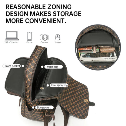 Patterned Backpack for Women 2026 New Travel Backpack Large Capacity Retro Casual Mom's Daily Commute to Work