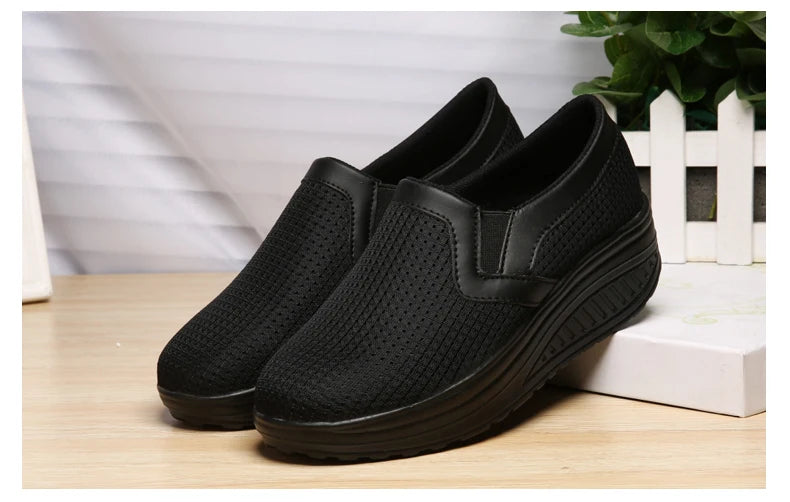Womens Shoes 2026 Summer Swing Casual Air Mesh Breathable Wedges Sport Femme Platform Shoes Zapatos Sneakers Women