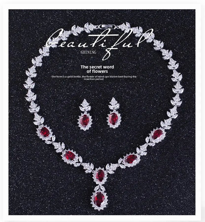 Elegant Chinese Style Bride Zirconia Jewelry Set Necklace Earrings Headpiece by Liangya Lirun Suitable for Weddings