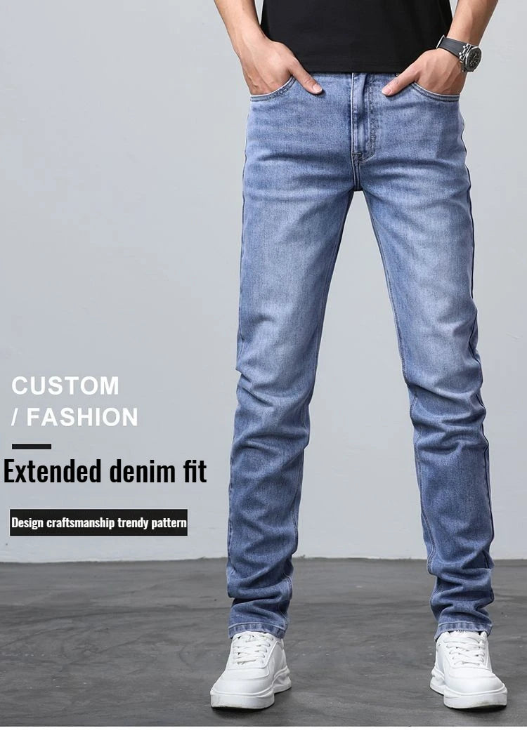 2024 New in Tall Men Jeans Strtch Denim Pants Trouser Male Extra Long Length Slim Thin Y2k Young People 110 115cm 190cm 195cm