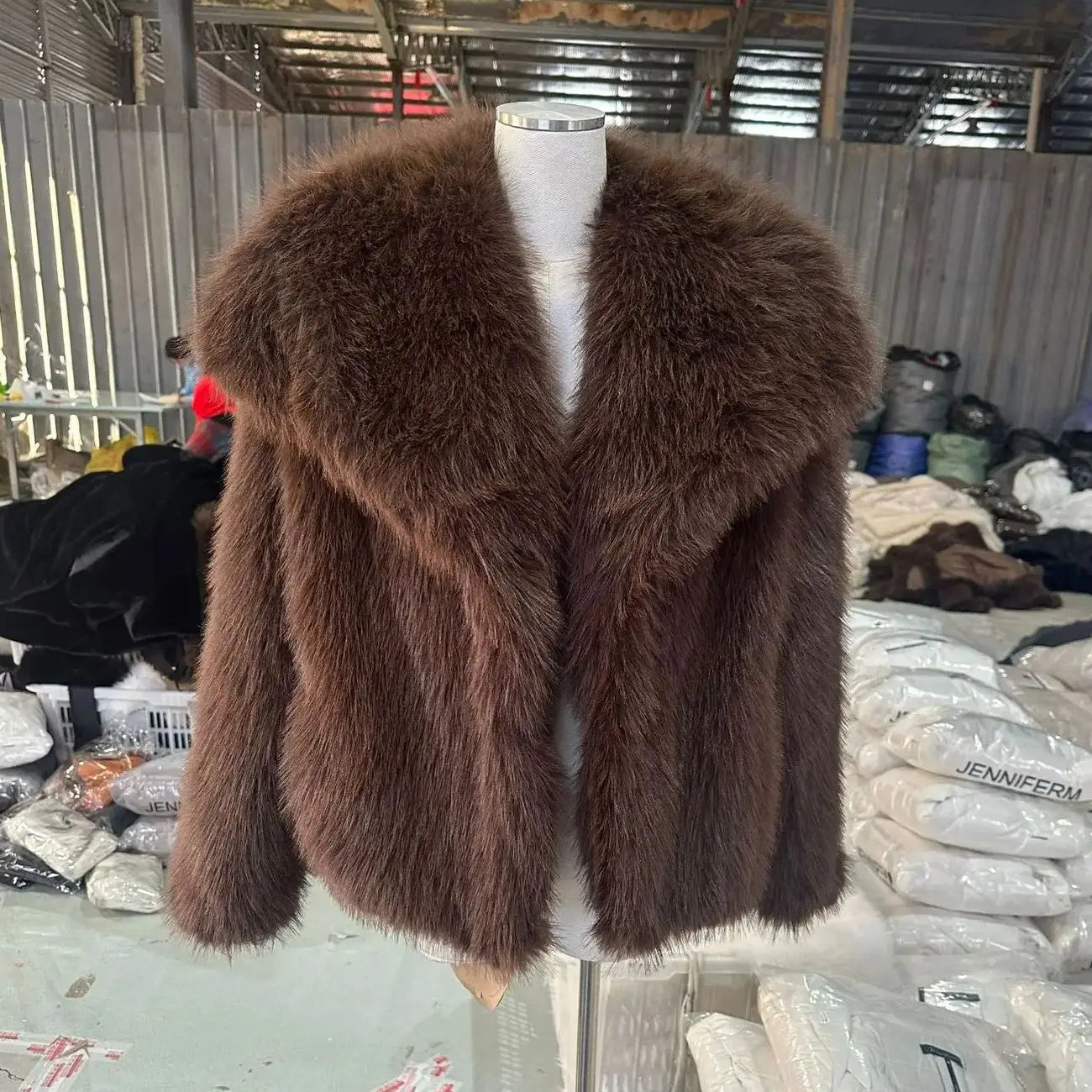 Women's Faux Fur Jacket Loose Long-Sleeved Coat Toca Fox Design Autumn/Winter 2025 Collection