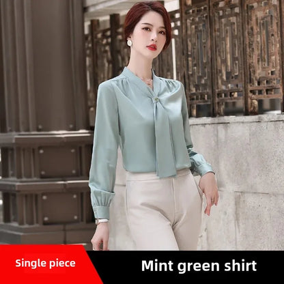 Women's Summer Professional White Shirt Short Sleeves Hotel Front Desk Workwear Korean Style OL Business Shirt White Collar Work