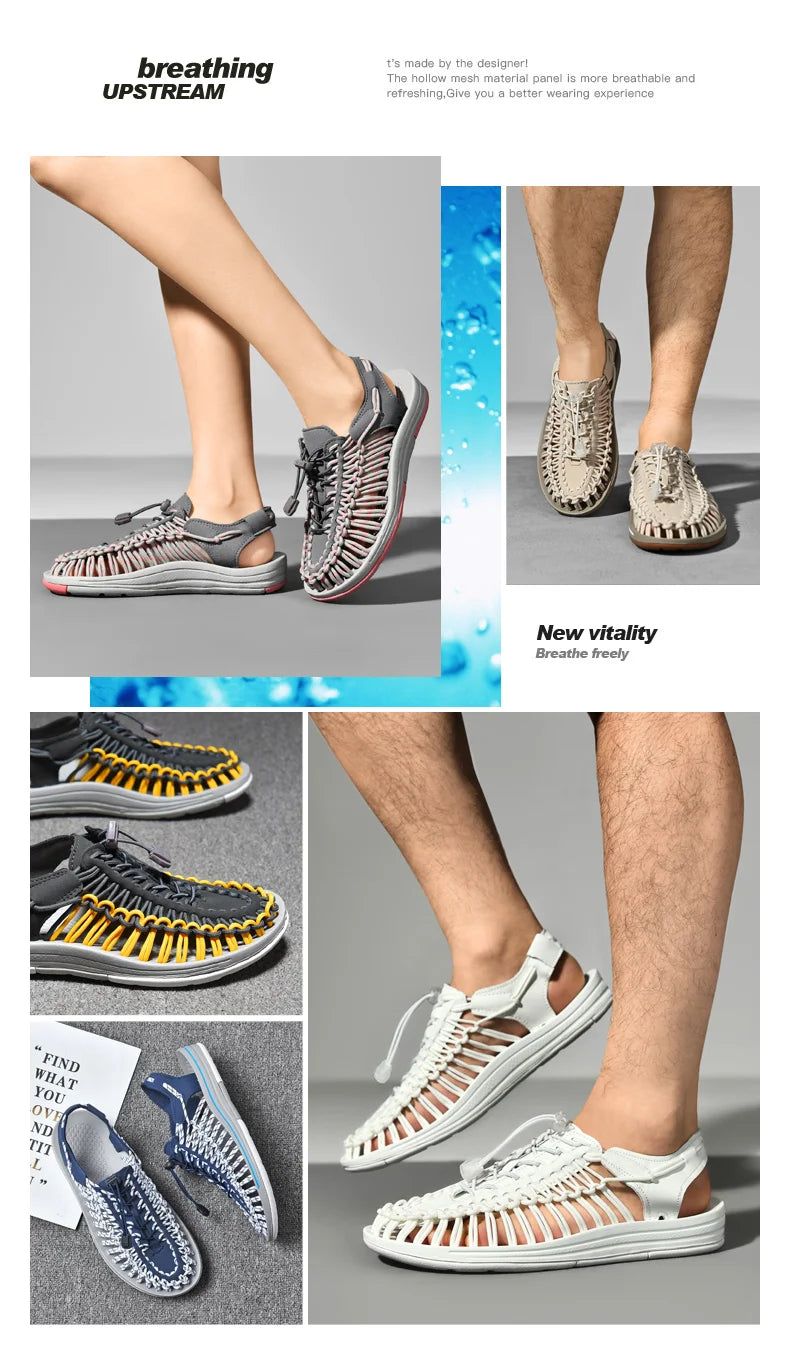 Summer Men Sandals Genuine Leather Mens Casual Shoes Outdoor Men Leather Sandals for Men Beach Shoes Roman mens Shoes