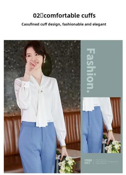 Women's Summer Professional White Shirt Short Sleeves Hotel Front Desk Workwear Korean Style OL Business Shirt White Collar Work