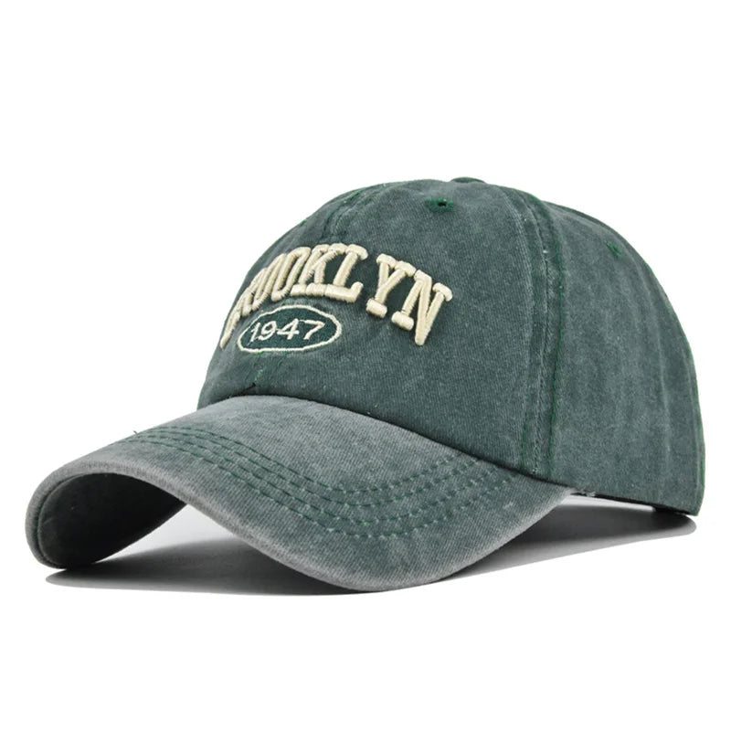 Unisex Washed Cotton Vintage Caps Letter Embroidery Baseball Cap Men And Women Summer Outdoor Soft Top Sports Snapback Bone Hats