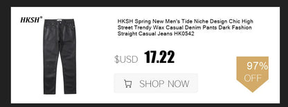 HKSH Men's Tide Classic Thicken Pure Cotton Fleece Harem Pants Suspension Sports Casual Trousers Dark Chic Grey RO Style HK1394
