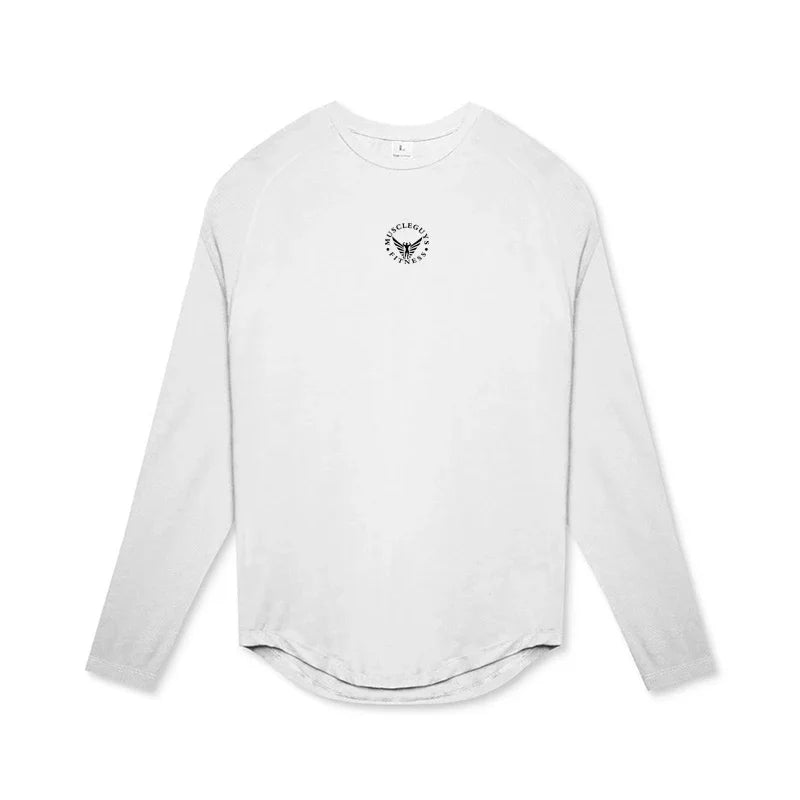 Mens Gym Mesh Quick-drying Clothing Cool Fitness Casual Clothing Fitness Comfortable Fashion Long Sleeve Slim Sporting Tshirt