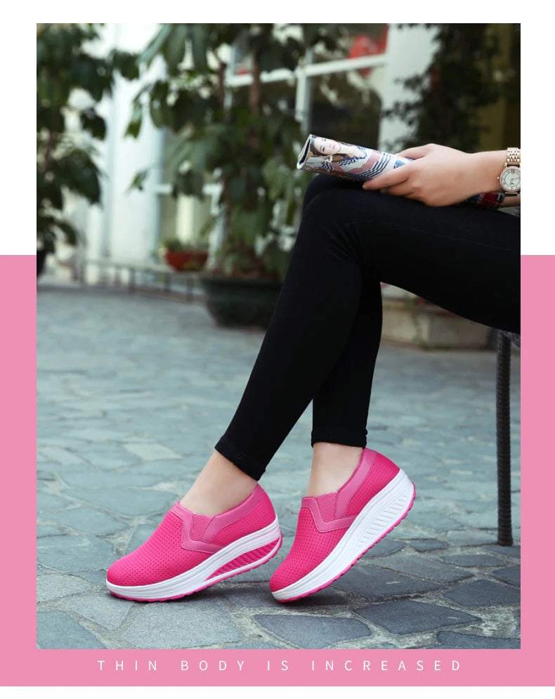 Womens Shoes 2026 Summer Swing Casual Air Mesh Breathable Wedges Sport Femme Platform Shoes Zapatos Sneakers Women