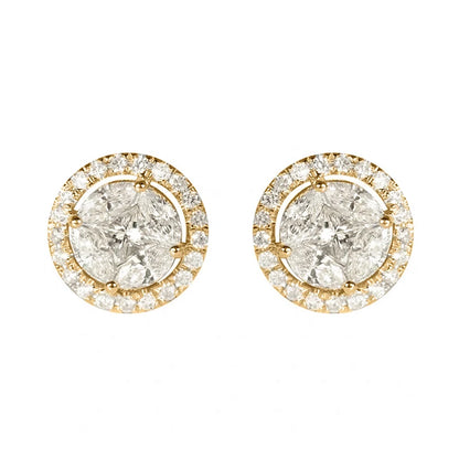 Huitan Classic Women's Stud Earrings Gold Color/Silver Color Crystal Cubic Zirconia Exquisite Female Earrings Versatile Jewelry