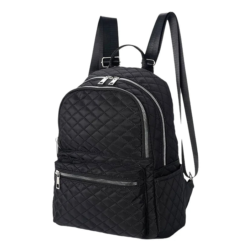 Fefeng Large Capacity Fashionable Diamond Pattern Portable Backpack Unisex Casual Travel Oxford Cloth Versatile Backpack