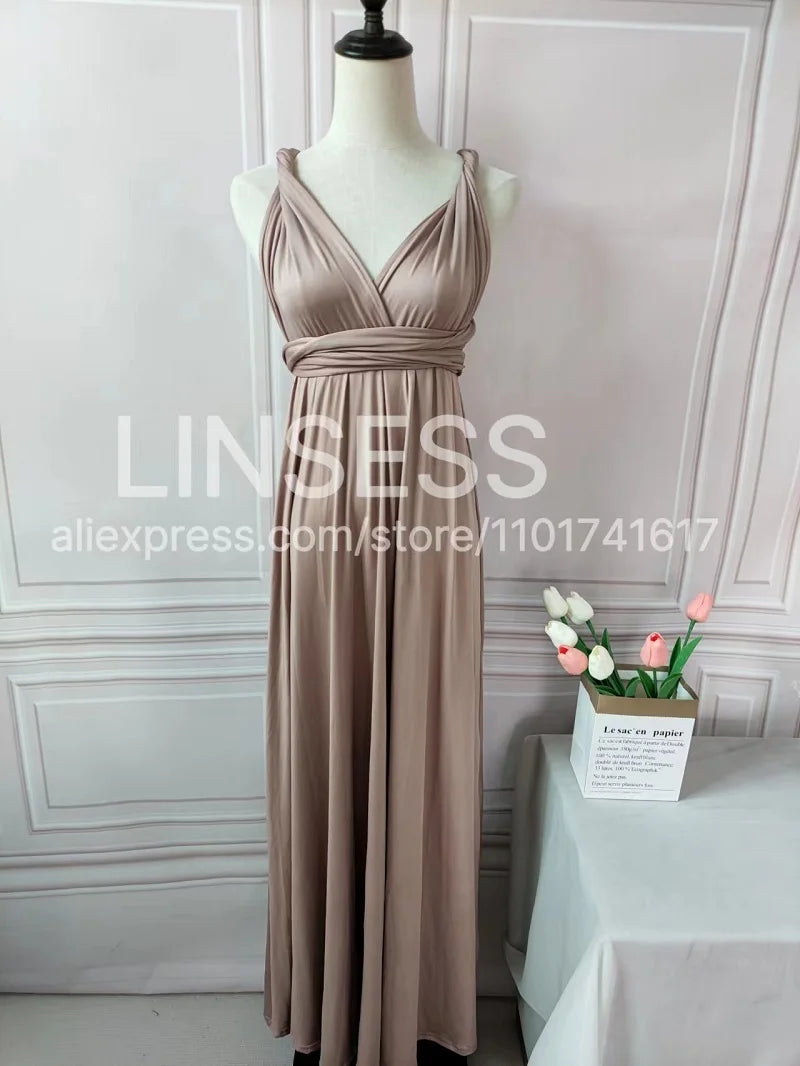 Multiway Bridesmaid Dress Infinity Outfit Floor Length Maxi Wrap Convertible Dresses Wedding Dress Multi-way Rust Dress