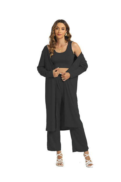 Middle East Muslim Women's Three-Piece Set Tank Top Loose plus Size Sexy Long Pants Gown for Muslim Women's Fashion