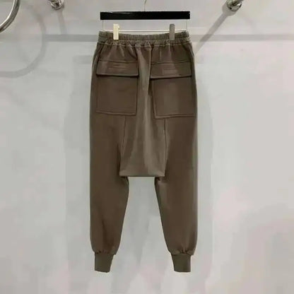 HKSH Men's Tide Classic Thicken Pure Cotton Fleece Harem Pants Suspension Sports Casual Trousers Dark Chic Grey RO Style HK1394