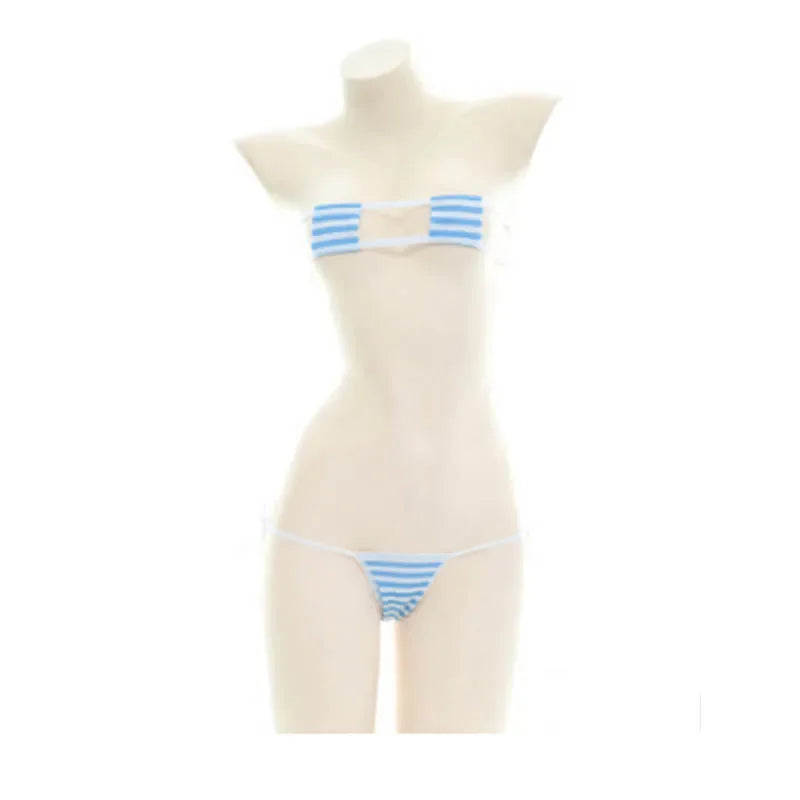 Japanese Sexy Lingerie Lolita Kawaii Mosaic Cartoon Anime Mini Bikini Adult Cosplay Erotic Costumes Bra Women Underwear Set