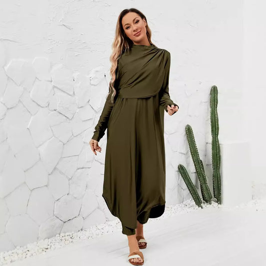 Black Modest Swimwear Women with Swim Cap 2025 Summer Swimsuit 3 Piece Set Burkini Muslim Mujer Robe Femme Musulmane Clothing