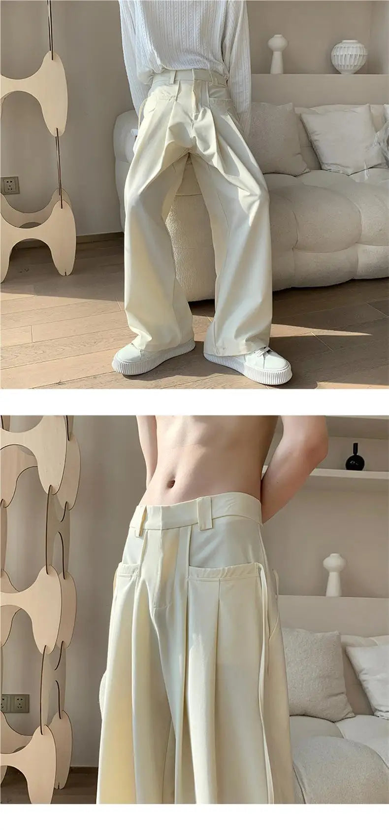 Casual Pants Men Baggy Simple Elegant Handsome Smart  British Style All-match Daily Soft Full-length Trousers High Street