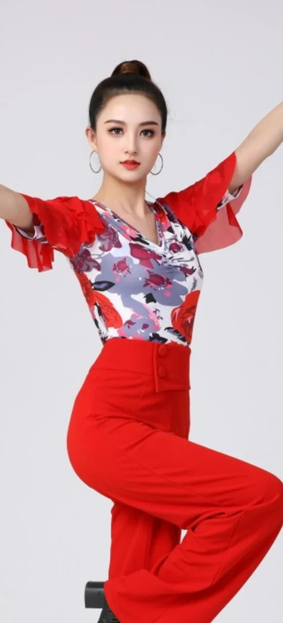 Ballroom Modern Dance V Neck Festival Tops Women Jazz Batwing 6R9GN76D Sleeve Street Adult Costume Original Carnival Latin Pole
