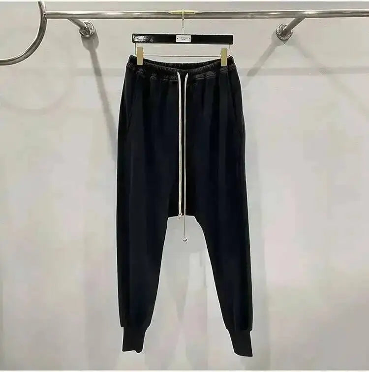 HKSH Men's Tide Classic Thicken Pure Cotton Fleece Harem Pants Suspension Sports Casual Trousers Dark Chic Grey RO Style HK1394