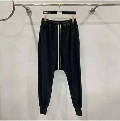 HKSH Men's Tide Classic Thicken Pure Cotton Fleece Harem Pants Suspension Sports Casual Trousers Dark Chic Grey RO Style HK1394