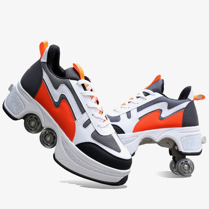 Size 33 34 35 - 44 Deformation Roller Skates Shoes Double Row 4-Wheel Skates Roller Shoes Dual-Purpose Roller Sneakers Shoes