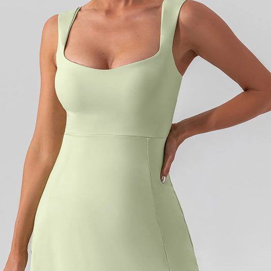 New 2025 High-Waist Slimming Yoga Sports Thin Breathable Solid Color Women's One-Piece Dress Fashionable Fitness Running Wear