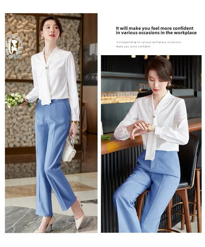 Women's Summer Professional White Shirt Short Sleeves Hotel Front Desk Workwear Korean Style OL Business Shirt White Collar Work