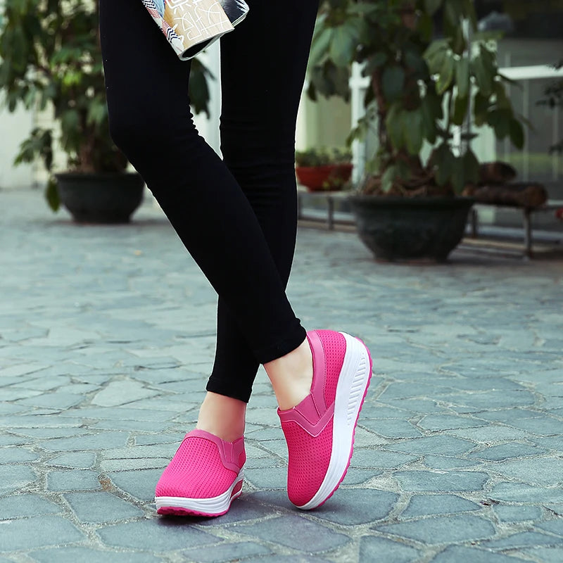 Womens Shoes 2026 Summer Swing Casual Air Mesh Breathable Wedges Sport Femme Platform Shoes Zapatos Sneakers Women