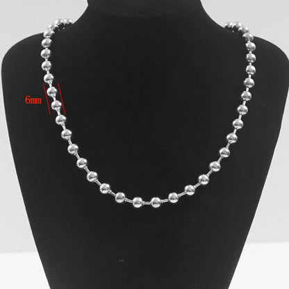 3/6/8mm Ball Bead Necklaces Stainless Steel For Women Gold/Silver Color Metal Big Bead Chain Choker Men Jewelry Accessories